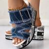 Fashion Women Sandals 2025 New Buckled Denim Platform Wedge Sandals Women Casual Fashion Vacation Daily Shoes Women Zapatos De Mujer