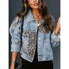 Europäisch-Amerikanische Jeansjacke mit Leopardenmuster - Damen Retro Langarm, Kollektion 2026