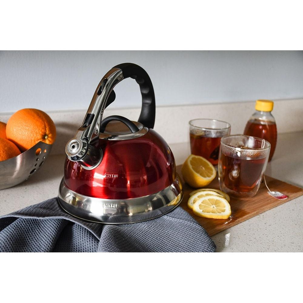 Stainless Steel Induction Compatible Kettle Whistling Pouring Handle Removable Lid Polished Finish 3L Tea Coffee Water Heating