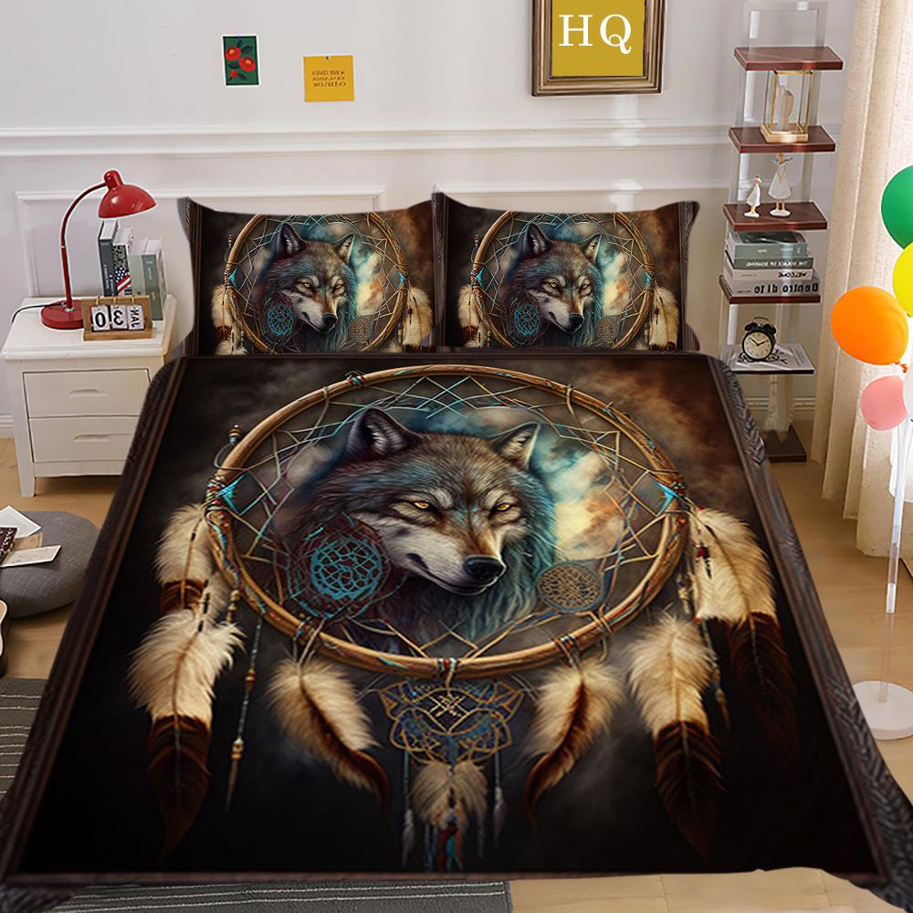 3D Wolf Printing Comforter Cover Set Double Size Microfiber Bedspreads Boy Teen Fashion Home Textiles