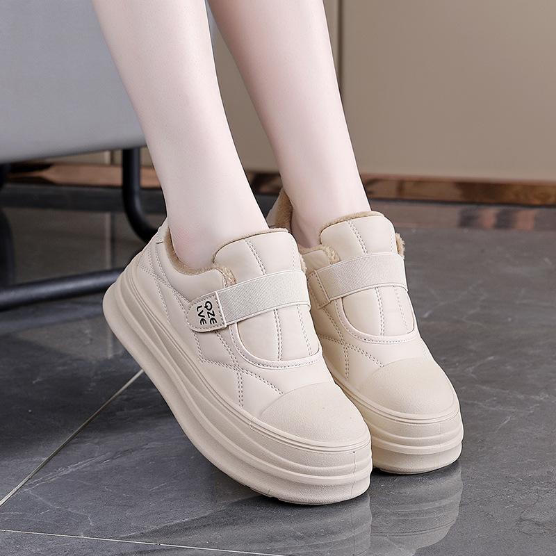 Damen Winter Schnürstiefel mit dicker Sohle Fell eins leicht warm kälteabweisend gefüttert Schneestiefel rutschfest abriebfest lässige Sneaker Baumwollstiefel Board Schuhe