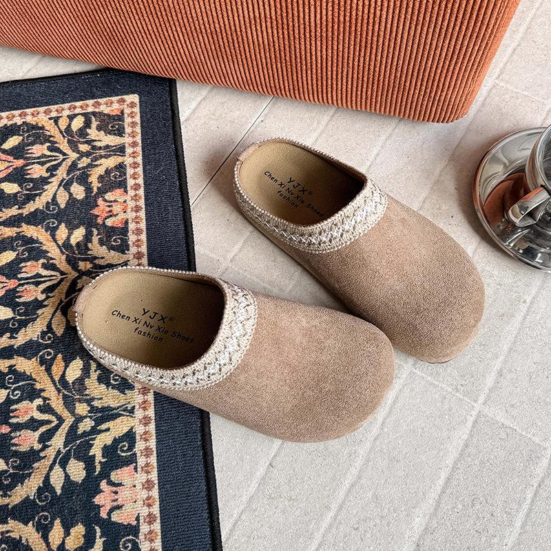 2025 New Imitation Velvet Splicing Casual Slippers Solid Color Thick Bottom Non-slip Warm Cotton Slippers Women