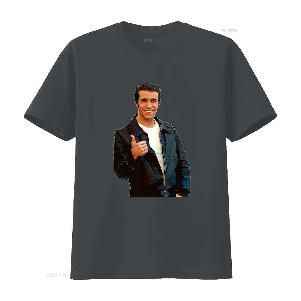 Retro S Vintage Fonzie Thumbs Up Cool Guy Funny Print Casual T Shirt Vintage Washed Soft Unisex Top For Everyday Wear