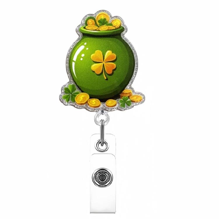 Patrick's Day Badge Holder Retractable Badge Reel with Metal Pocket Clip Doctor Nurse Badge Holder for Office