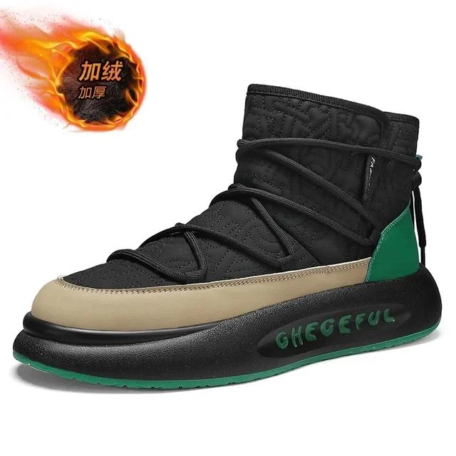 

Высокие кроссовки мужские зимние плюшевые зимние ботинки модные повседневные из микрофибры кожа пух верх увеличенная платформа обувь для сноуборда CN 44 зелёный