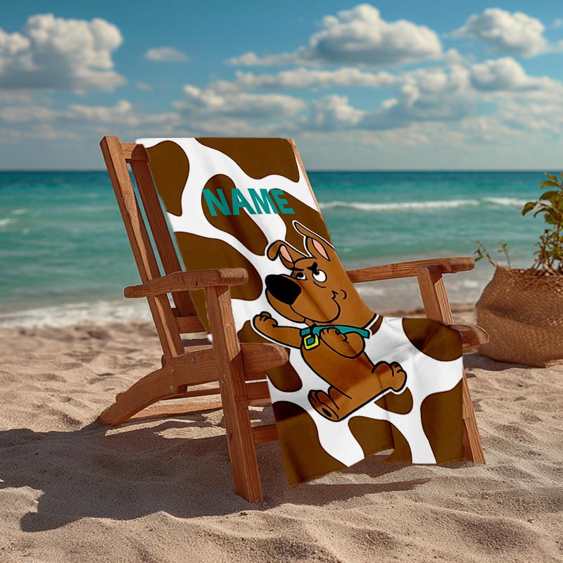 Custom Name Ultra-Soft Beach Towel with Scooby-Doo Theme,Ideal for Pool - Camping, Diving - Perfect Travel Essential, Vibrant Beach Towel.