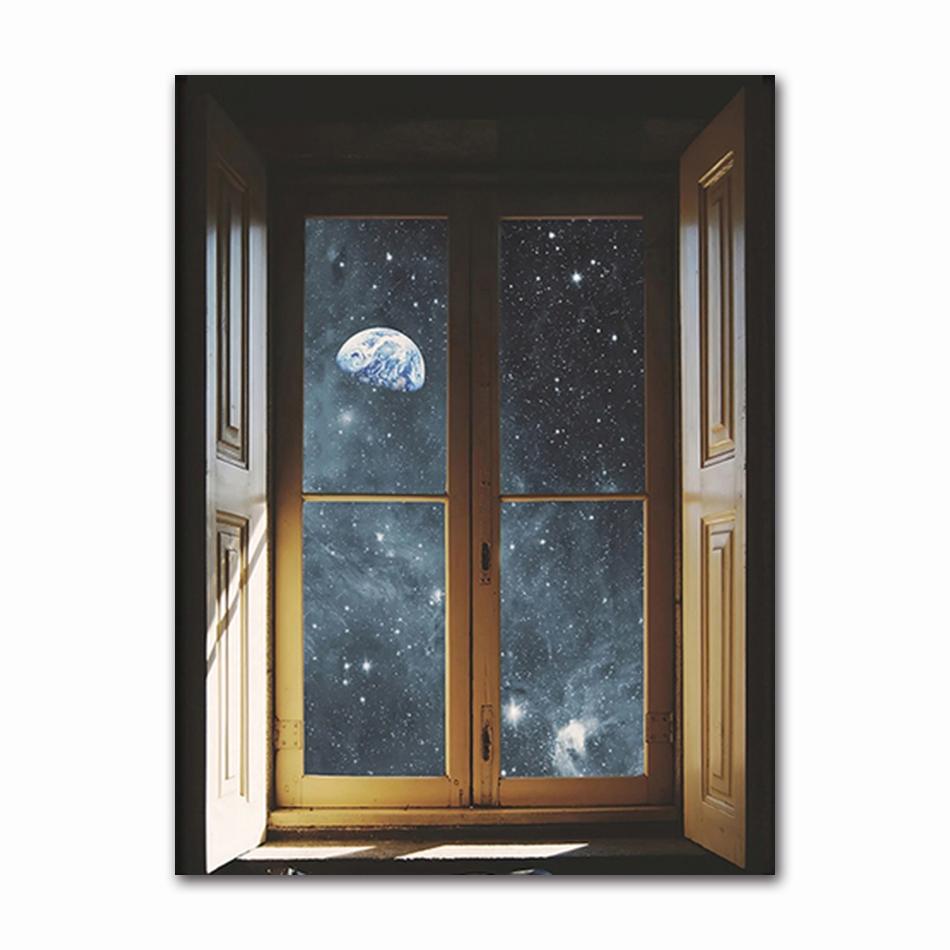 Nordic Window Outside Landscape Poster Interior Scenery Canvas Painting Abstract Wall Art for Room Home Decoration Print Picture