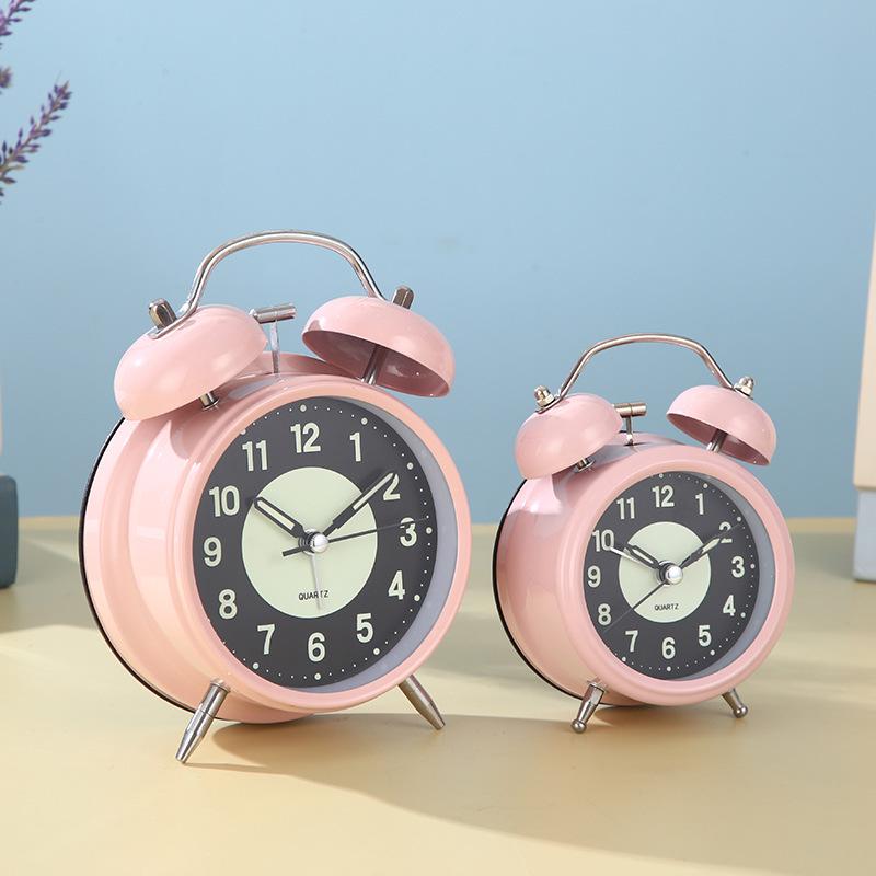 3" 4" Luminous Silent Metal Alarm Clock with Loud Ringtone - Bedside/Desk Use