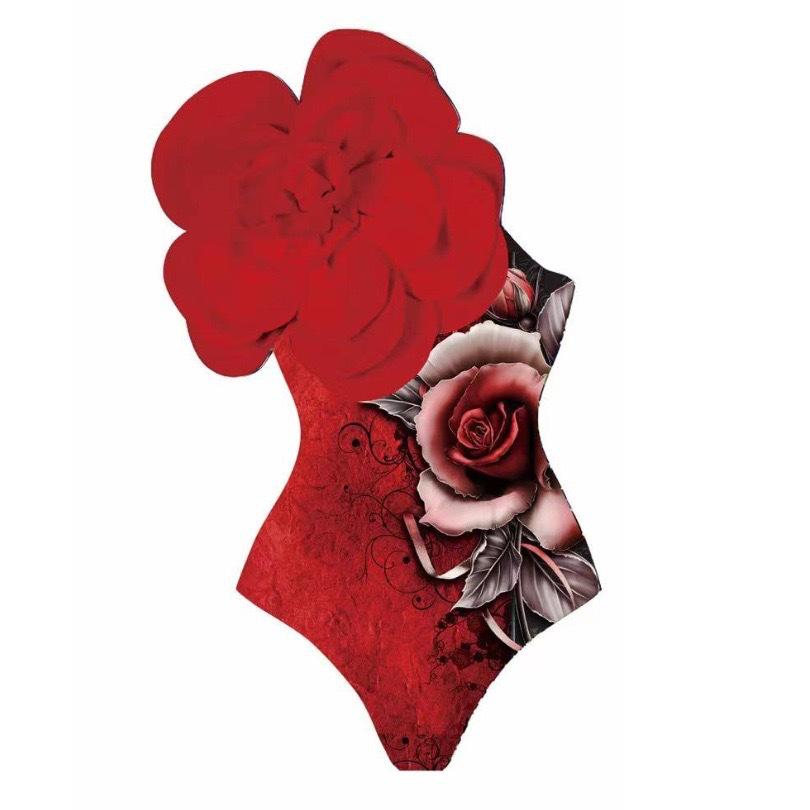 2024 Evropské a americké dámské zeštíhlující jednodílné plavky s velkým květinovým designem