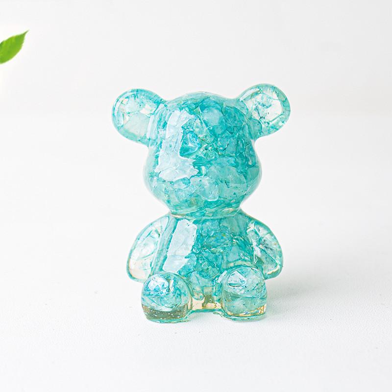 Crystal Resin Bear Sitting Figurine For Home Office Decor Gift For Friends