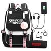 Zaino Stranger Things Stranger con Ricarica USB Borsa Scolastica per Studente di Scuola Media Astuccio Set da Due Pezzi