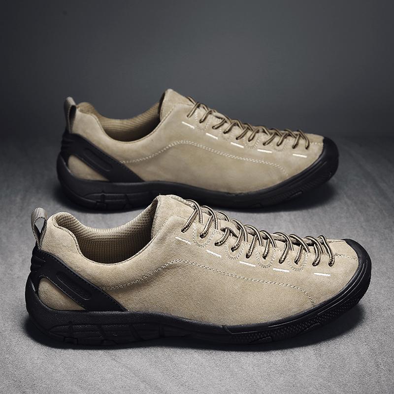 Fashion Non-Slip Leather Men's Hiking Shoes Leisure Walk Casual Shoes Lightweight Sneakers Breathable Sports Shoes Male Treking Footwear
