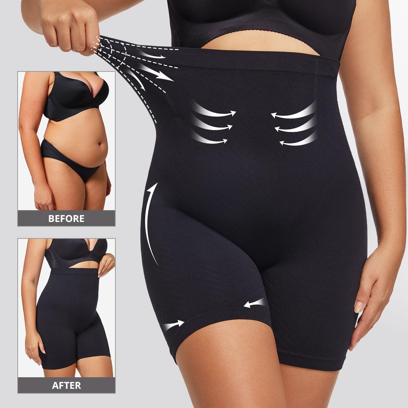 

FLARIXA 1 шт. Flarixa Plus Size Женское корректирующее белье для живота с утягивающим эффектом Нижнее белье бесшовное с супер высокой талией Трусики шорты для похудения Корректирующее нижнее белье для тела 0XL чёрный