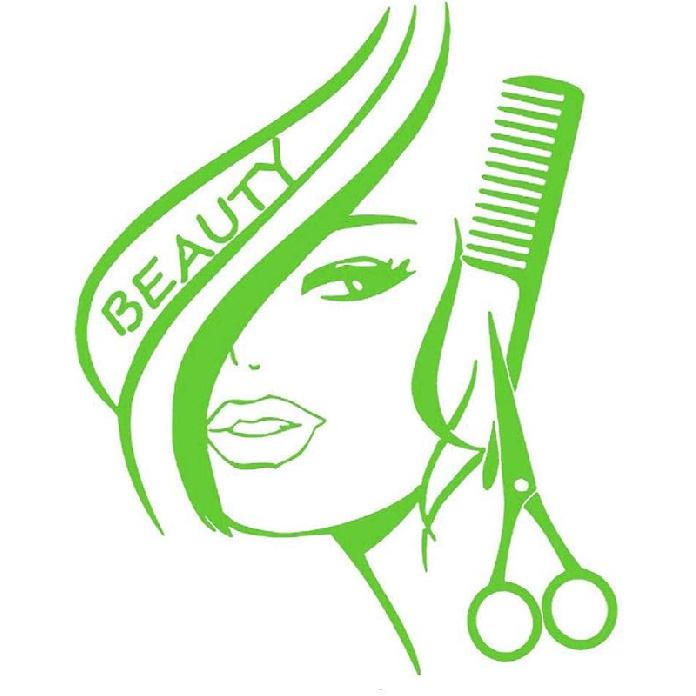 BIBITIME Modern Fashion Beauty Girl Cut Hair with Scissors Comb Barber Shop Wall Decal Window Sticker Hairdressing Salon Creative Personality Vinyl