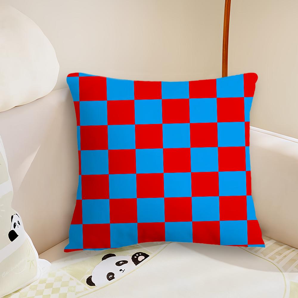 Fashion CCheckerboard Plaid Cushion Cover Plush Fabric Soft Double Sided Print Sofa Cushion Cover Throw Pillow Covers
