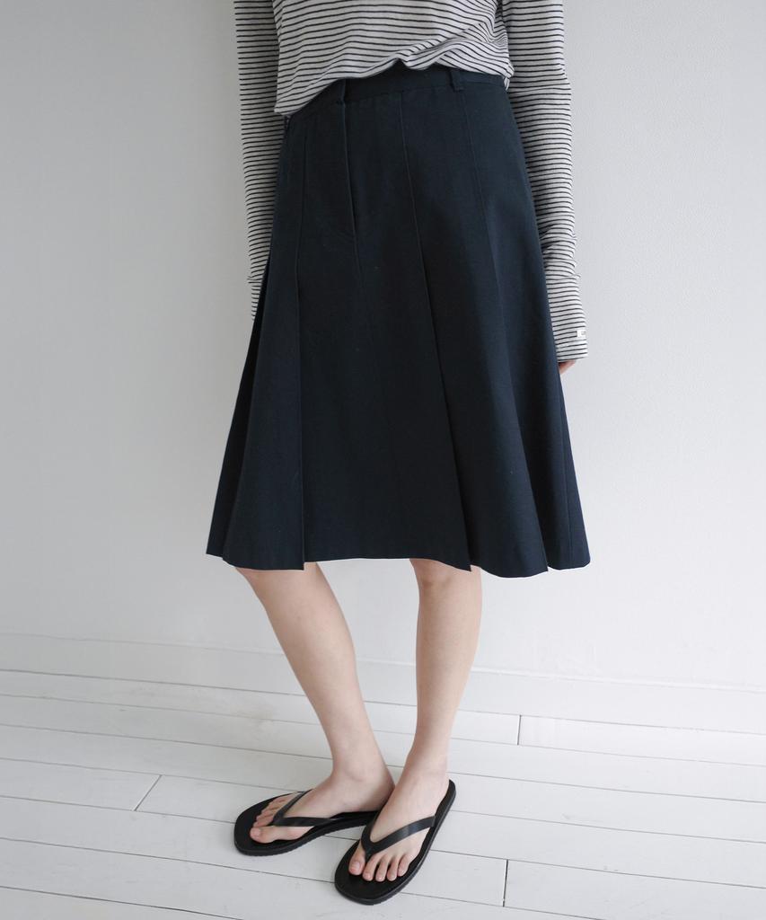 Leuba Cotton Chino Pleated Skirt - Classic Navy