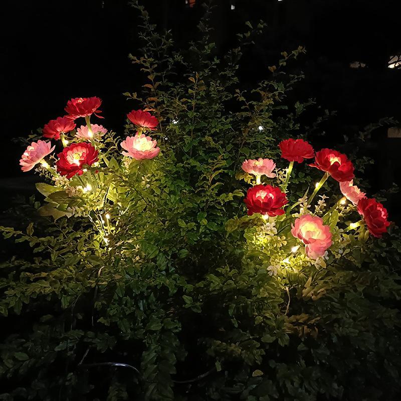 7-Head Solar Powered Snow Lotus Flower Lights Waterproof Auto On Feature For Garden Patio Yard Outdoor Decoration