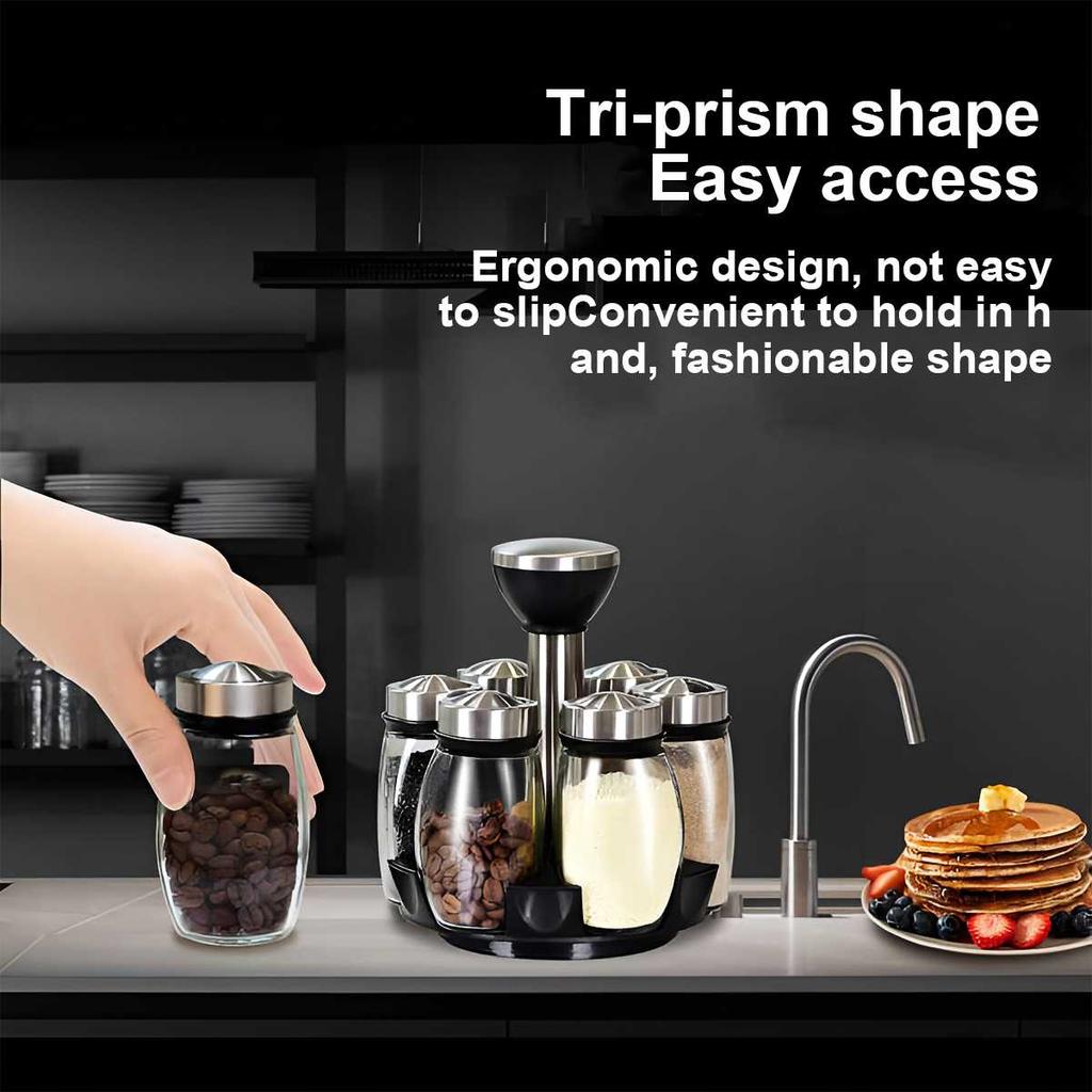 New Seasoning Bottle Set Seasoning Jar Kitchen Home Creative Rotating Seasoning Bottle Seasoning Box Glass Jar