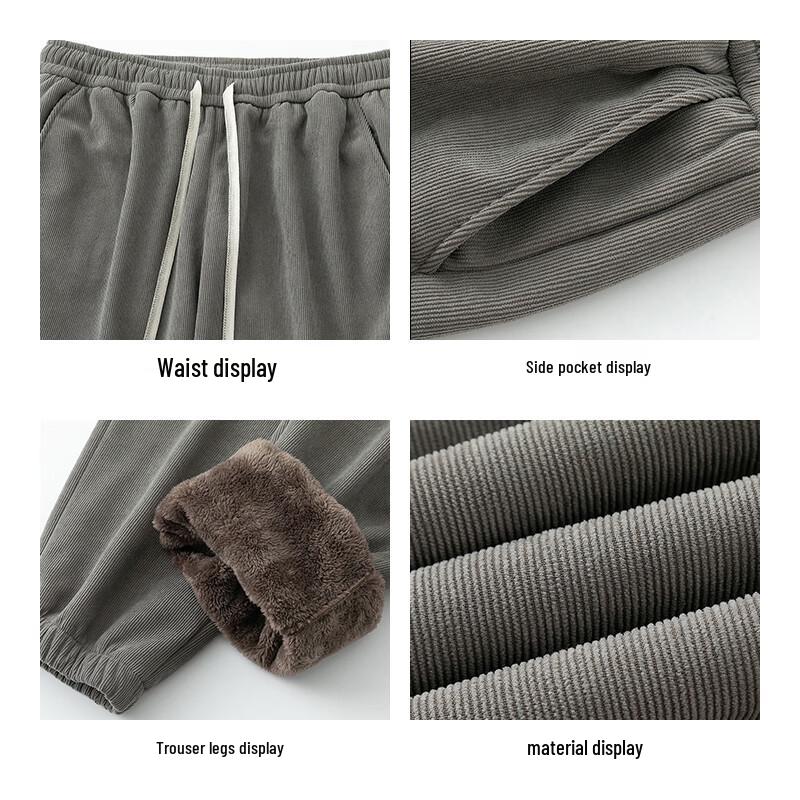 Romon Men's Warm Corduroy Fleece-Lined Casual Pants