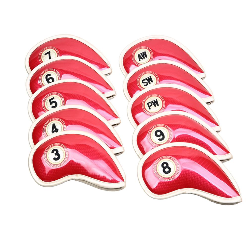 10pcs/Set High Strength PU Leather Golf Iron Head Covers Set
