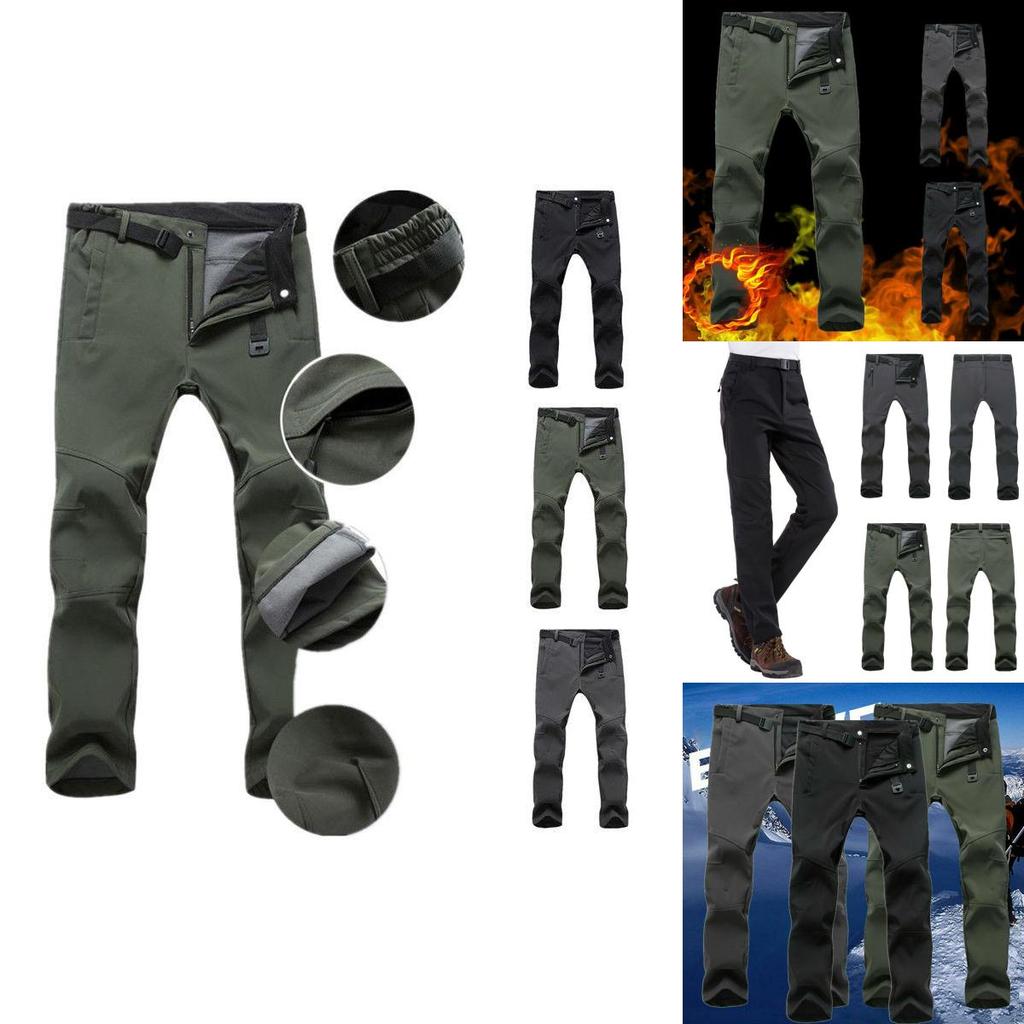 Winter Mens Thick Work Pants Windproof Tactical Outdoor Fleece Trousers Thermal