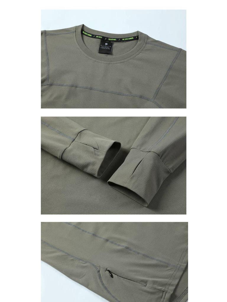 Men's Autumn Quick-Dry Long Sleeve Solid Pullover with Zipper for Sun Protection