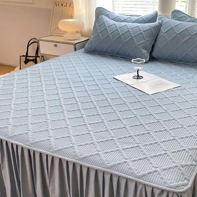 Solid Anti Slip Cotton Bed Skirt Modern Minimalist Fitted Sheets Bed Covers Large Skirt Skin Friendly Bedspread