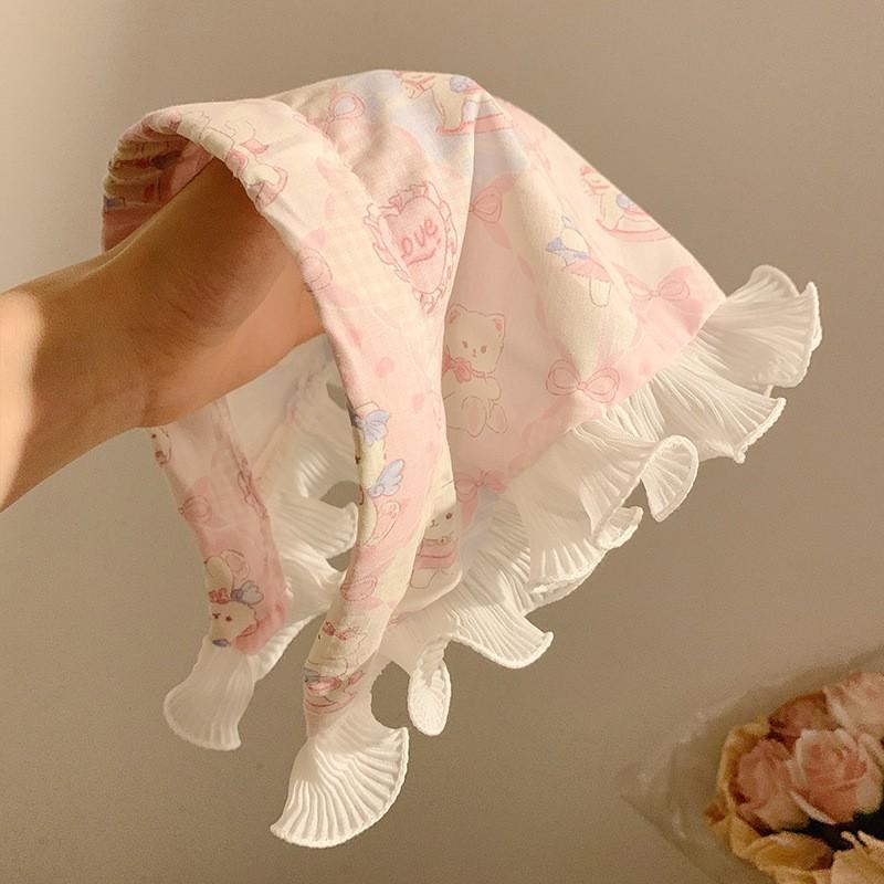 The New Summer Ins High-end Lace Headscarf Pastoral Style Baotou Triangle Scarf Headband Female Light Luxury Headdress Hair Accessories