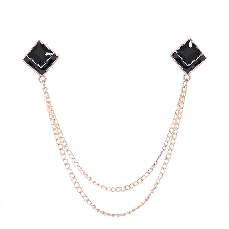 

1 шт. Корейская мода Изысканные Геометрические Аксессуары для Квадратного Воротника Мужская Трендовая Синяя Цепочка для Воротника Рубашки Брошь с Бахромой Женская Булавка для Воротника