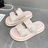 Summer Outside Modern Slippers Mid Heel Flat with Ladies Shoes 2024 High Quality Solid Shallow Novelty Women's Slippers Chinelos