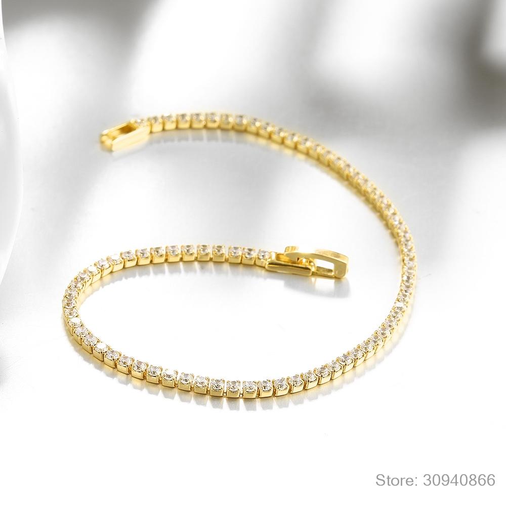 100% 925 Silver Simulated Moissanite Diamond Bracelets for Women Yellow White Gold Color Birthday Jewelry Gift