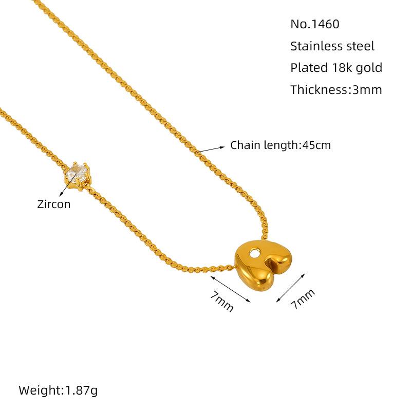 2026 Fashion Inlaid Zircon Chubby 26 Letters Pendant Necklace Temperament Versatile Woman 45cm