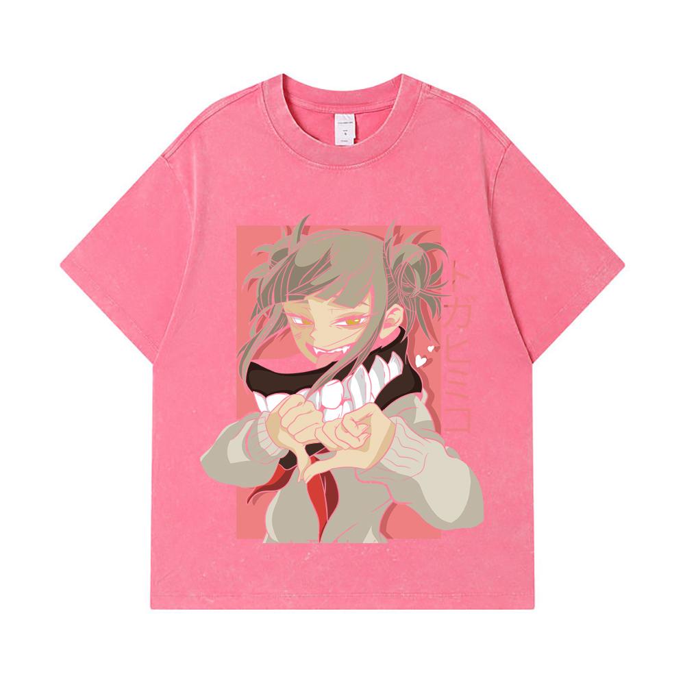 275 GSM Washed T-shirts 100% Cotton My Hero Academia V19 Toga Print Unisex Heavy Cotton T Shirt