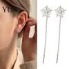 Accessories for Christmas 1 Pair Snowflake Earrings Women, Sparkling Dangle Earrings, Winter Long Studs Chain Ear Line Drop Minimalist Jewelry