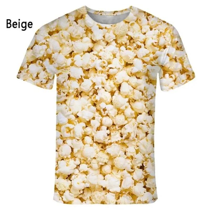 Fashion Popcorn 3D Printed Funny T Shirts Men's And Women's Clothing Summer Short Sleeve T-Shirt Unisex Streetwear Tops Tees