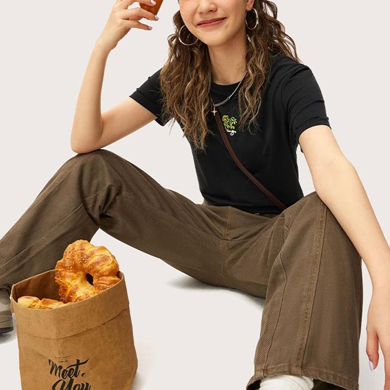 Li Ning Chinese Culture Series Grafikdruck Lässiges Slim-Fit Kurzarm-T-Shirt Damen T-Shirt Schwarz AHSU330-5