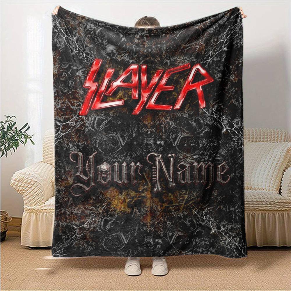 Name Custom Slayer Band Print Flannel Blanket High Quality Warm Comfortable Cover for All Seasons Perfect for Gifts Home Decor