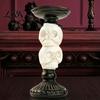 Handcrafted Sculpture Base Gothic Candlestick Holder, Halloween Resin Raven Skull Pillar Candle Decorative Tray for Wax Candles Vintage Spooky