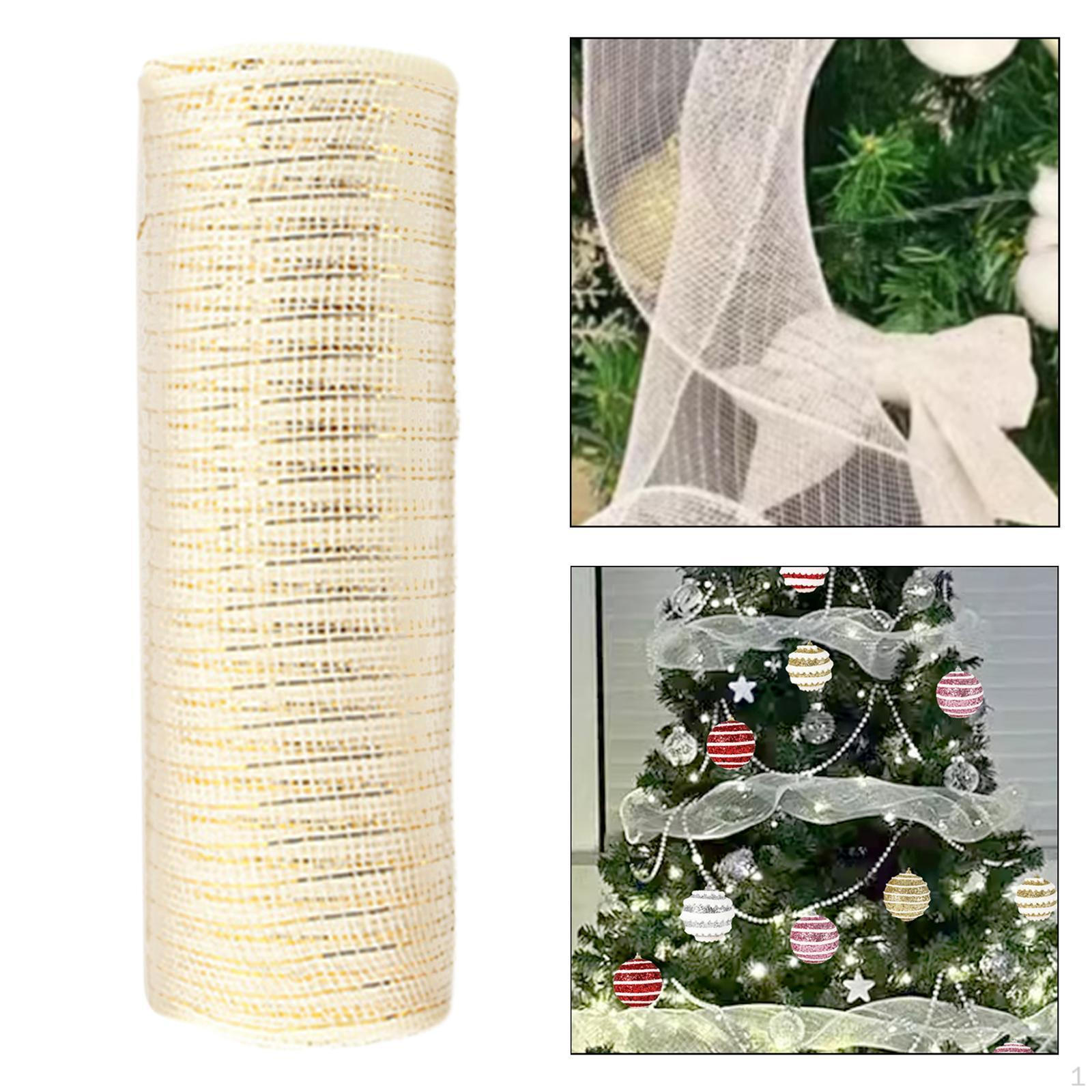 

10 Yard Christmas Ribbon Mesh Roll for Crafting And Gift Wrapping Style D