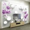 Fototapet 3D Stereo Cirkelboll Lila Calla Blommor Väggmålningar Sovrum Vardagsrum TV Bakgrund Väggmålning