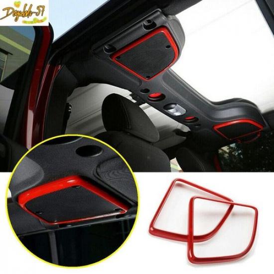 For Jeep Wrangler JK 2015-2017 Red Interior Top Roof Speaker Cover Trim Ring New