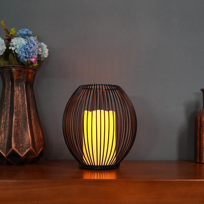 İskandinav Minimalist Ferforje Dekorasyon Gece Lambası Led Simülasyon Mum Kahve Restoran Yaratıcı Kapalı Ev El Sanatları