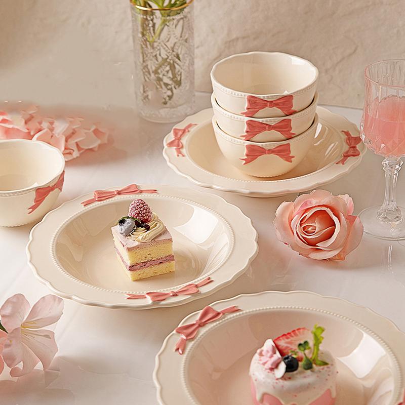 Sweet Modern Style Ceramic Plate Home Breakfast Delicious Yogurt Bowl High End Restaurant Fruit Salad Plates Exquisite Tableware