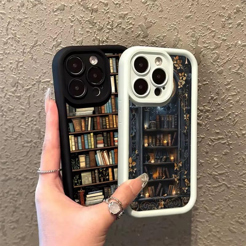 Shockproof Bumper Phone Case For iPhone 16 15 14 13 12 11 Pro Max XS X XR 7 8 Plus Mini SE 2020 2022 Bookshelf Print