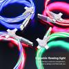 3 in 1 LED Leuchten Fließendes Ladekabel Leuchtende Beleuchtung Schnellladung Micro USB Typ C 1 Meter Länge Für Foto Drahtkabel