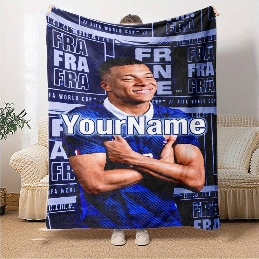 Mbappe Personalized Text Blanket Cozy Personalized Blanket Comfortable Suitable for Couch Living Room Office Chair Home Decor Ideal for All Seasons