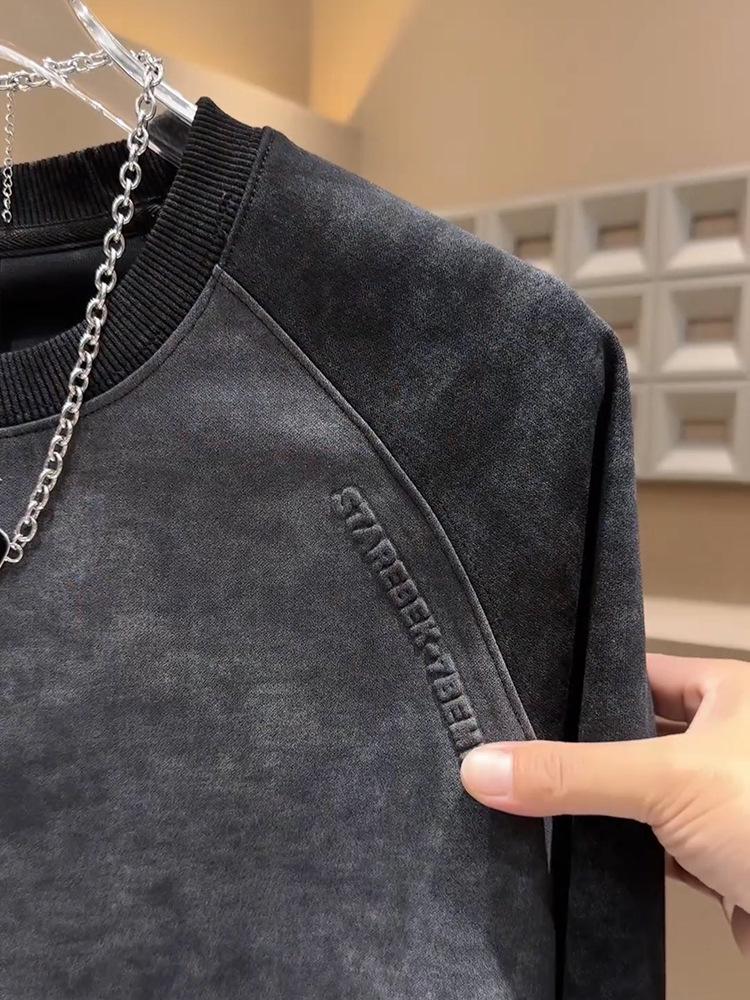 Men's Luxury Tie-Dye Round-Neck Long Sleeve Shirt for Autumn/Winter