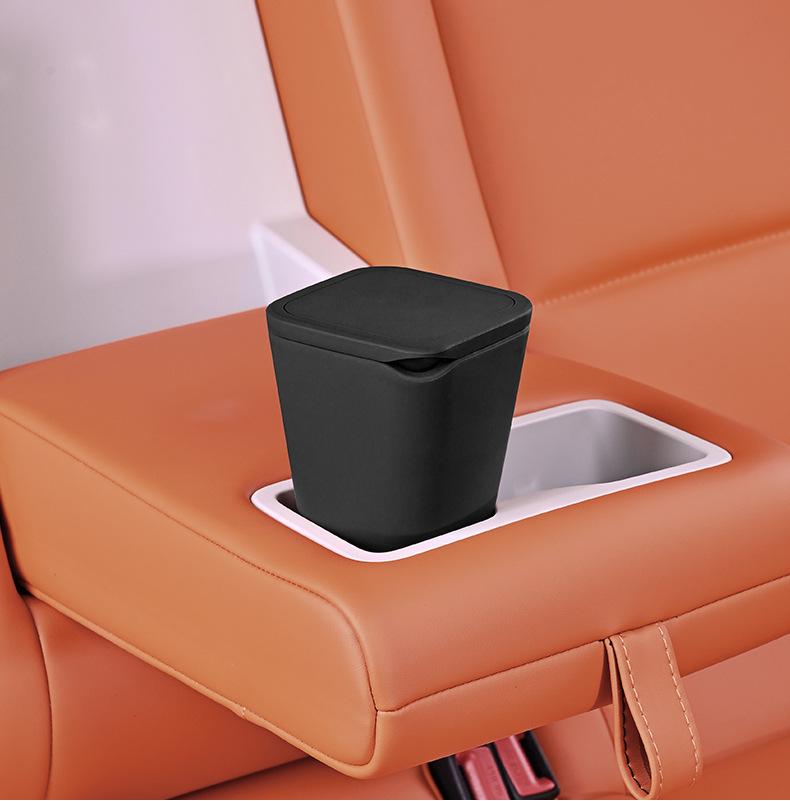 Cubo de Basura de Silicona para Coche - Compacto, Mini Contenedor de Almacenamiento Sellado para Interior de Coche