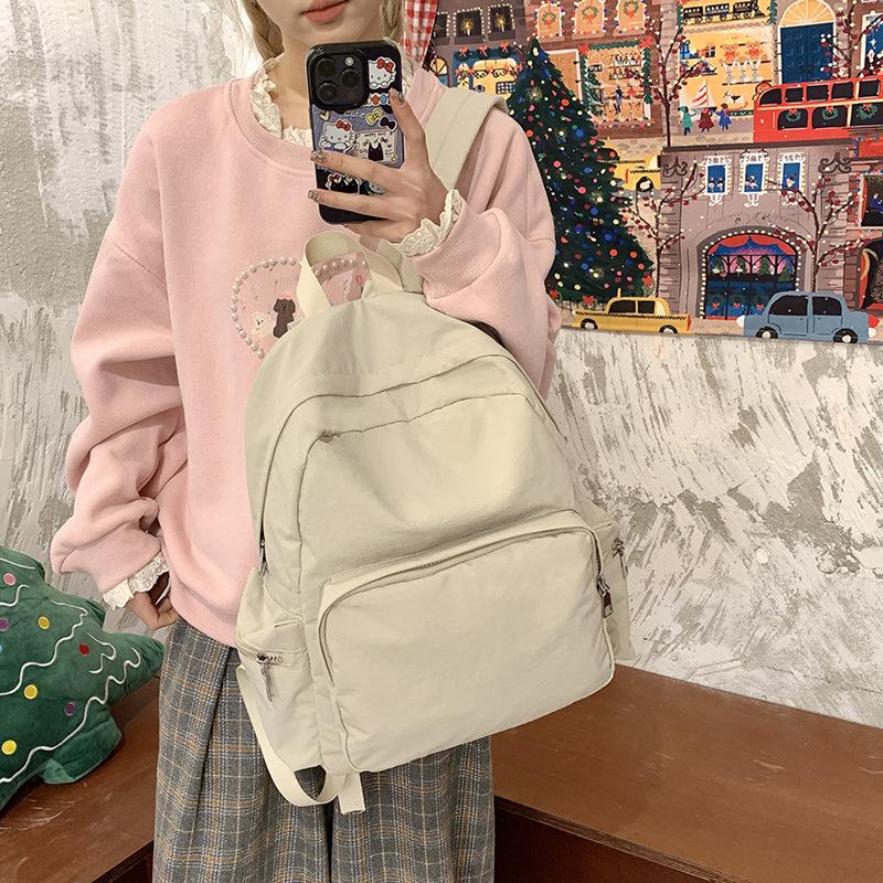 Schoolbag unprinted solid color small fresh backpack female versatile lazy wind travel small backpack literary college student leisure schoolbag