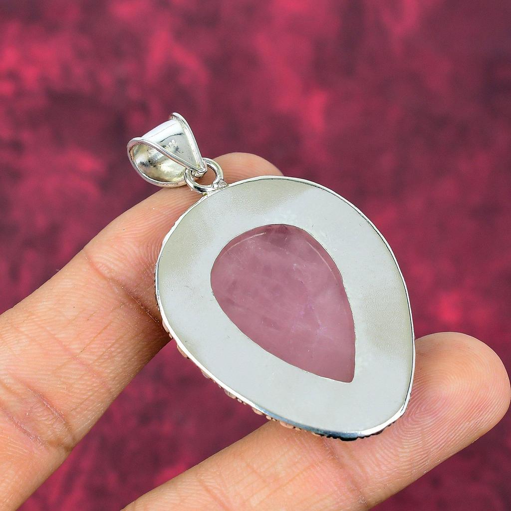 Rose Quartz Jewelry, 925 Solid Sterling Silver Pendant Handmade Gemstone Jewelry, Gifts For Wife Brand New Pendant